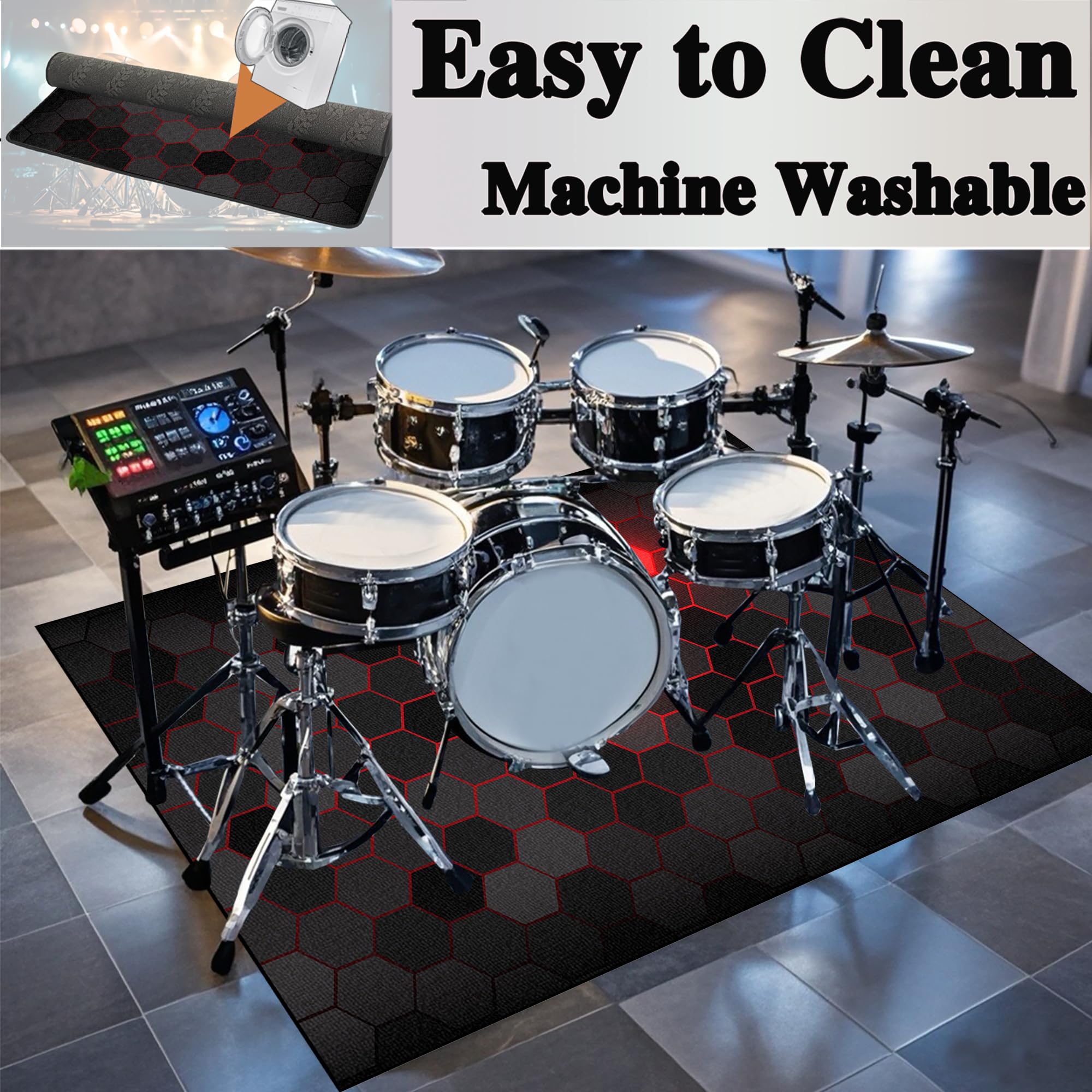 150 x 120 cm Schlagzeugteppich Drum Teppich Schallschutz Akustik Teppich Schallschutzmatte Drum Rug Drum Matte Drumteppich rutschfeste Trommel Teppiche, Für Bass Drum Snare Schlagzeug Teppich