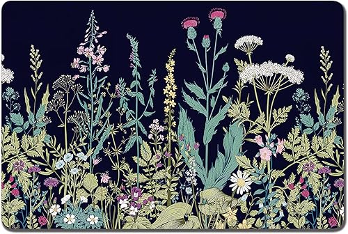 Miniatura 13 de Rnivvi Tapete de comida para perros, 12" x 19" pulgadas, tapete absorbente con diseño de flores para tazones de perros y gatos para comida y agua