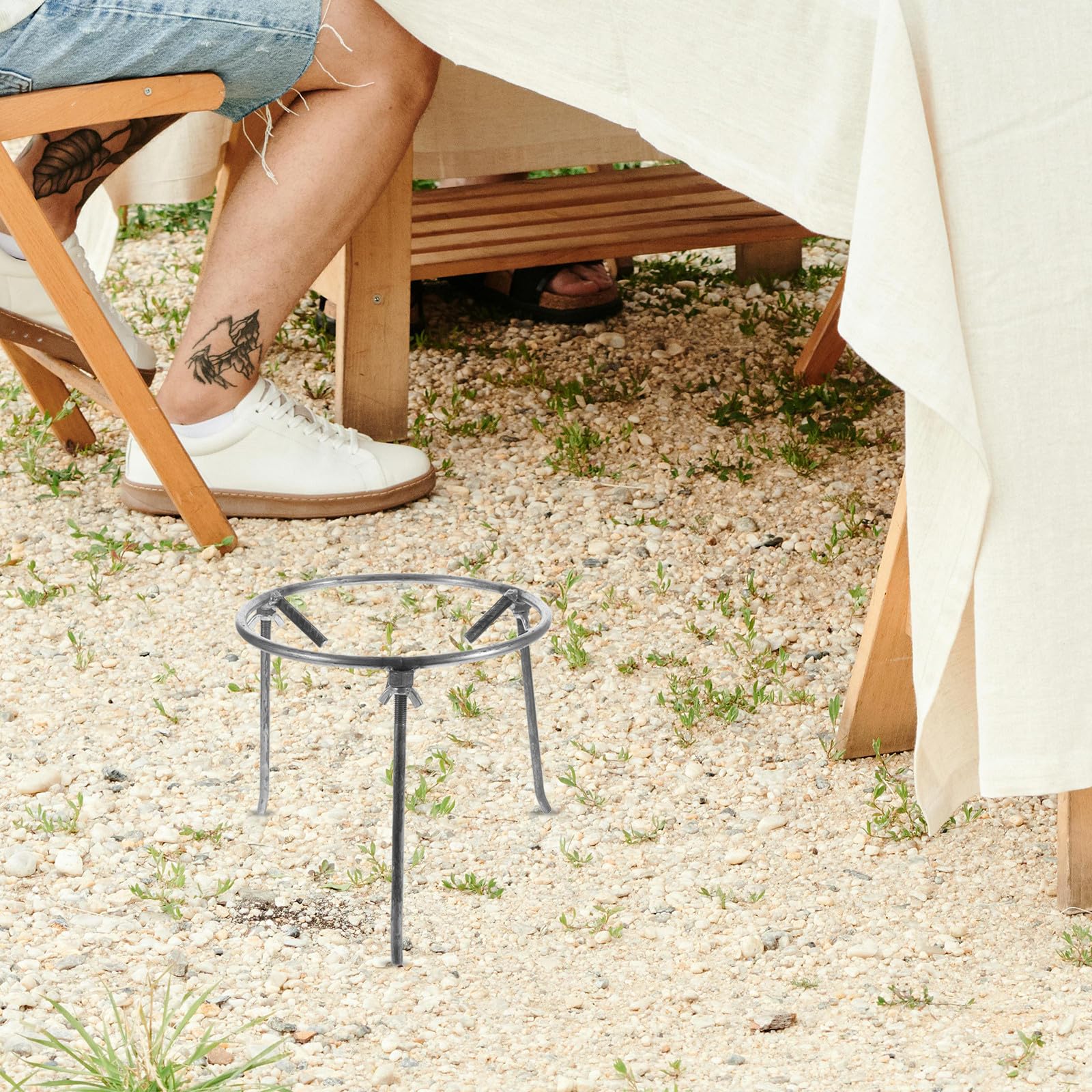Veemoon Trípode para Parrilla de Barbacoa de Acero al Carbono Estructura Desmontable y Gran Estabilidad, Adecuado para Cocina al Aire Libre en Camping y Bbq