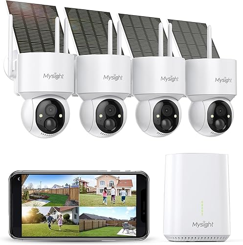 Cámaras de seguridad inalámbricas para exteriores, sin suscripción, kit de 4 cámaras, almacenamiento local de 128 G, sistema inalámbrico de cámara