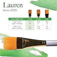 Vista 5 de Princeton Artist Brush Co. Lauren Series 4350 - Mango corto lavado tamaño 3/4 - Pincel sintético dorado individual para acuarela y pintura acrílica