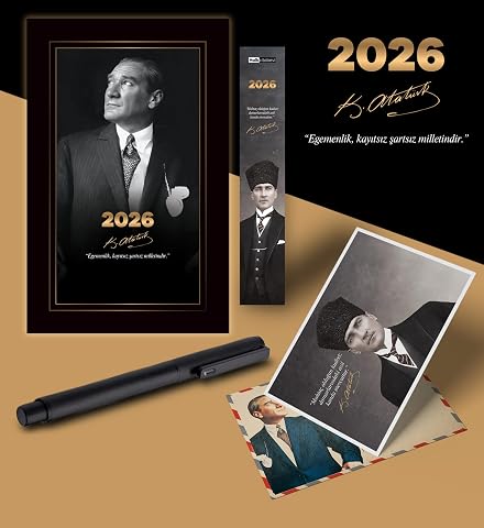 2026 İstikbal Atatürk Ajandası Ayraç Kartpostal Kalem - Siyah