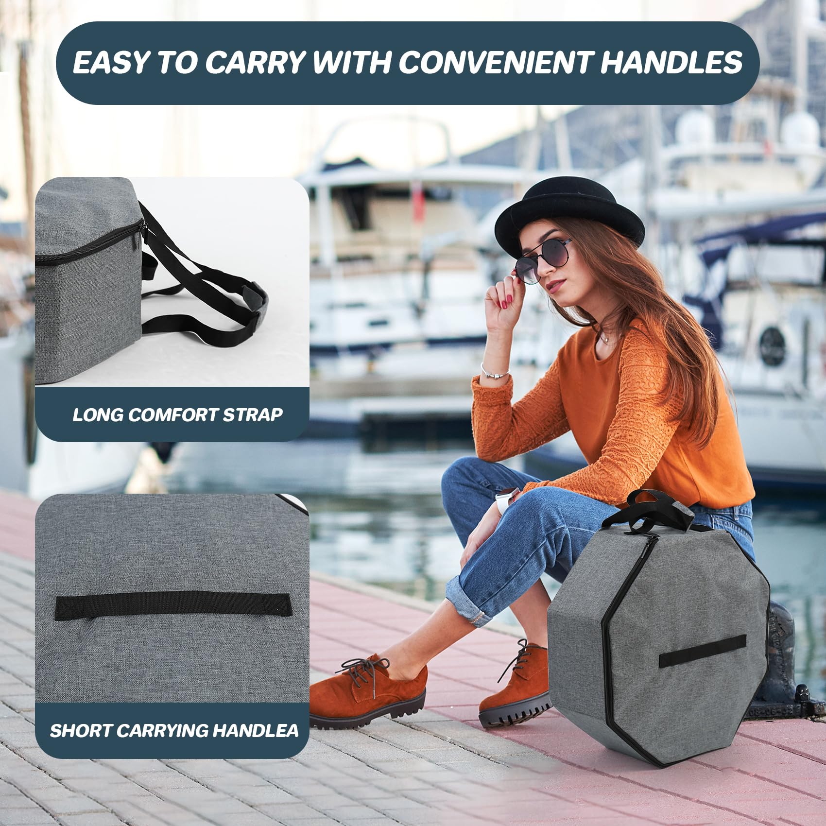 Scatole per cappelli con coperchio, custodia pieghevole per cappelli da baseball con manici e tracolla, scatola rotonda per cappelli con gancio, scatole organizer per cappelli da cowboy