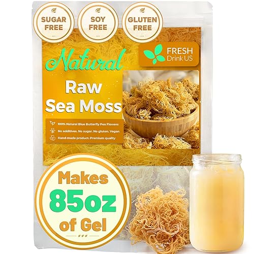 Musgo marino crudo seco de 4.1 onzas, orgánico, 100% natural y sin OMG, hace 85 onzas de gel, elaborado en forma silvestre, sin cafeína, sin azúcar,