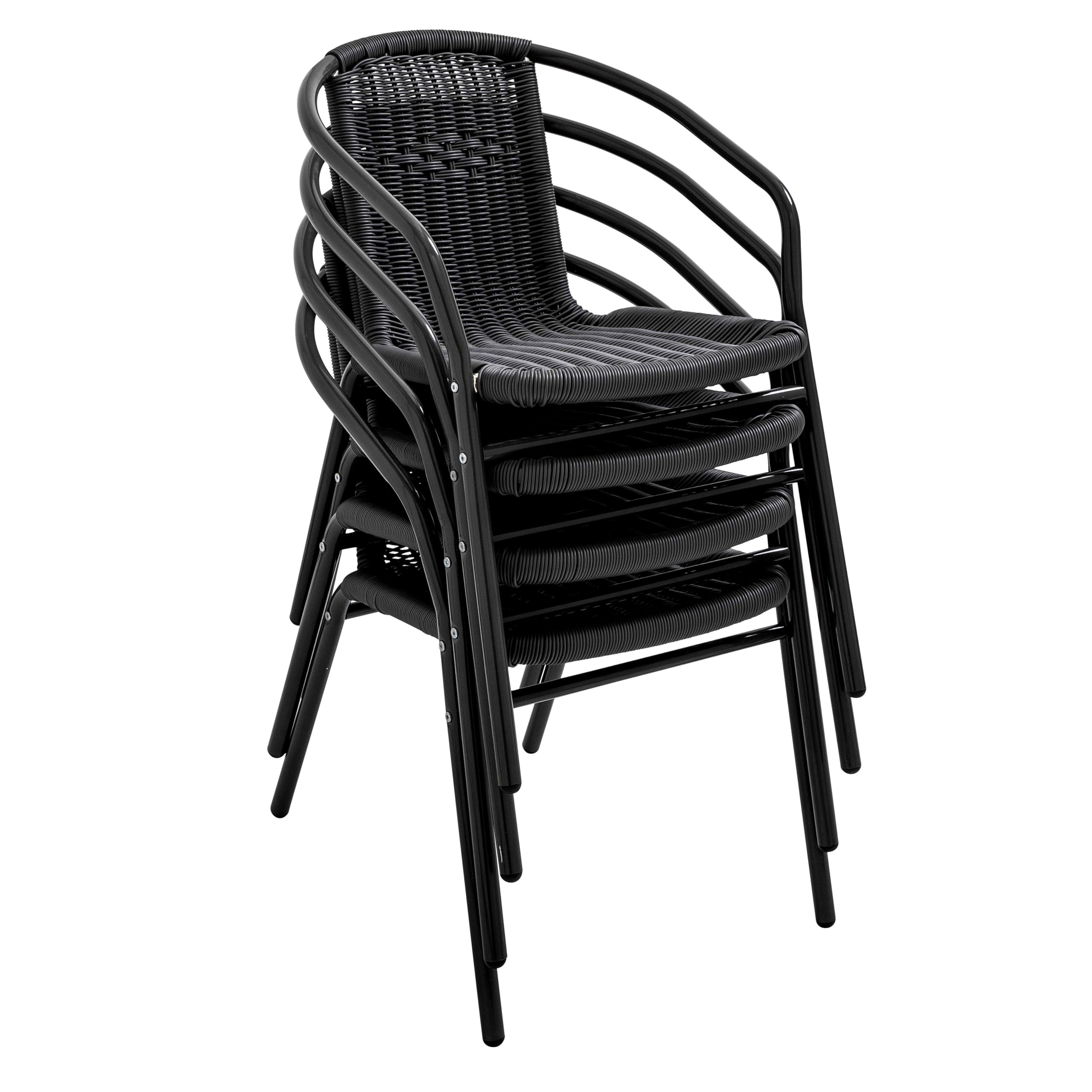 Oviala Lot de 4 fauteuils de Jardin Aluminium et résine Noir