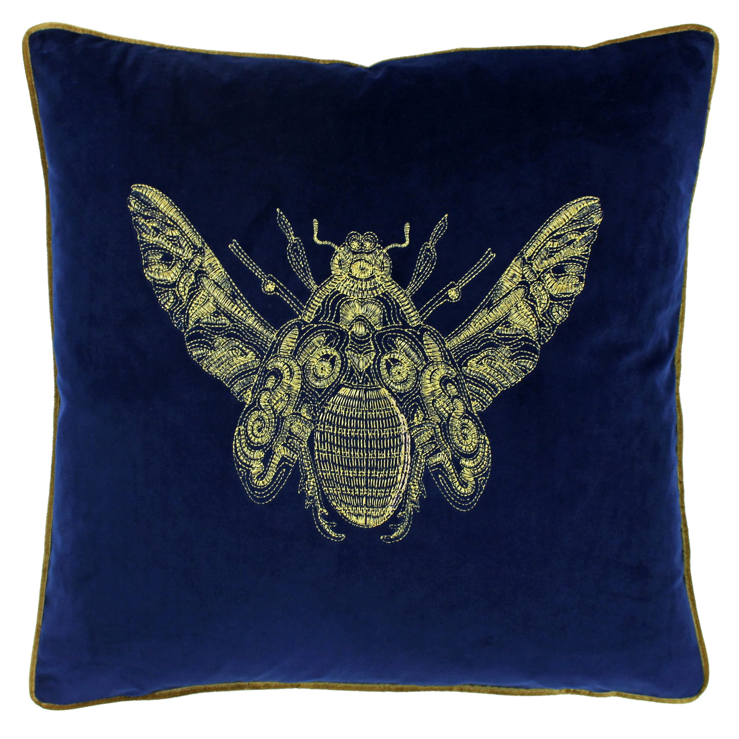 Paoletti Unisex Royal Cerana Embroidered Bee Velvet Cushion In | Size: 50Cm X 50Cm