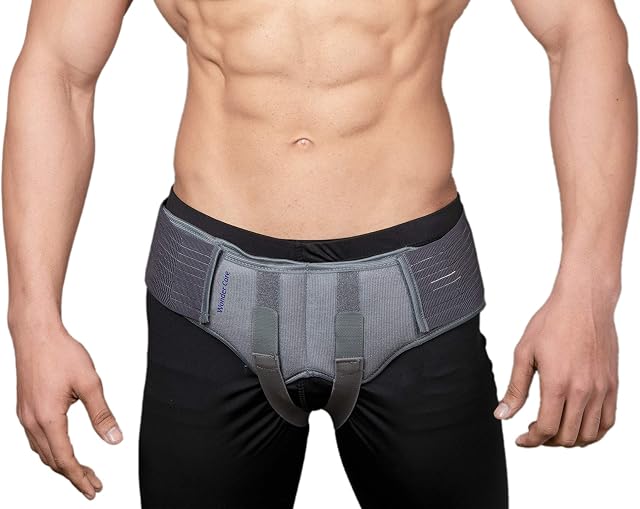 Wonder Care - Gery Inguinal Hernia Support Truss for Double Inguinal or Sports Hernia with Two Removable Compression Pads & Adjustable Groin Straps Surgery & Injury Recover A107 (M (32-35 inches))