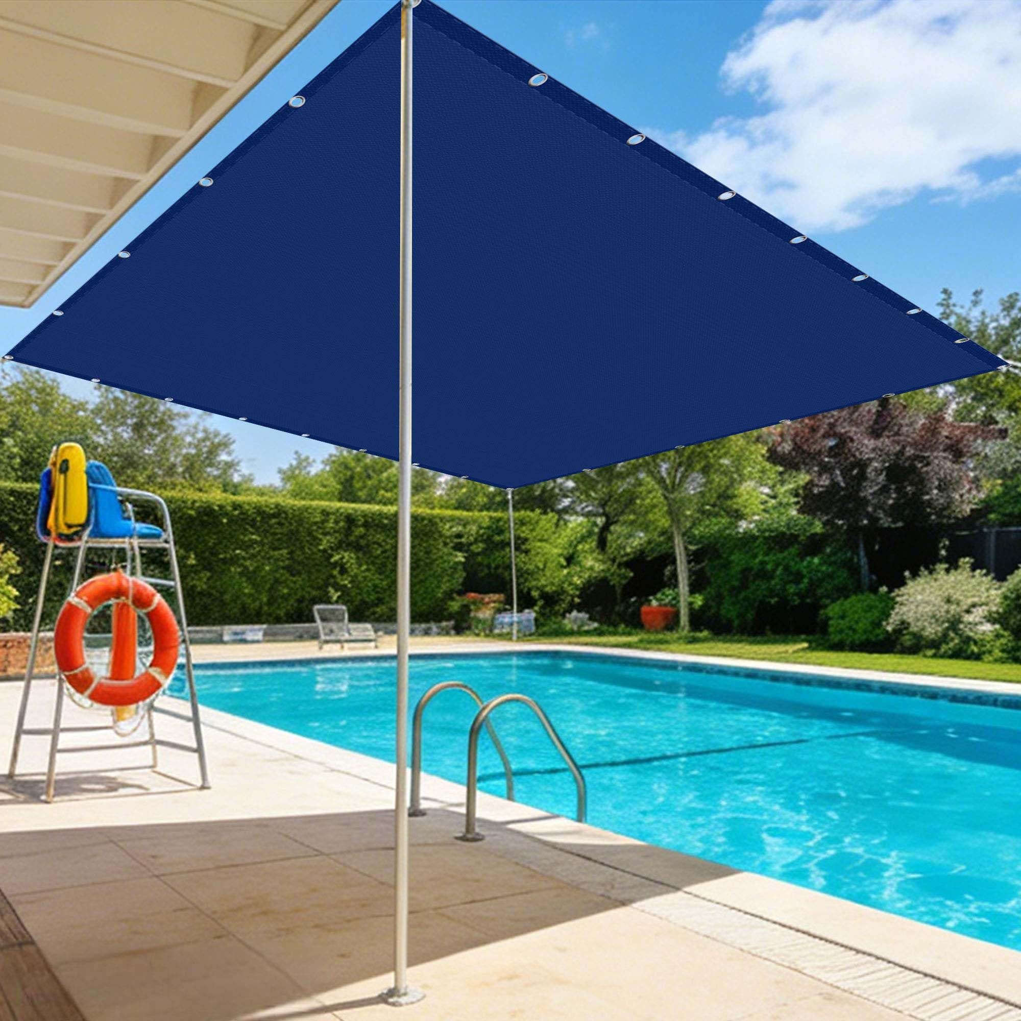 Voile d'ombrage carré 3x6,5m bleu foncé en toile imperméable pour jardin et grand balcon