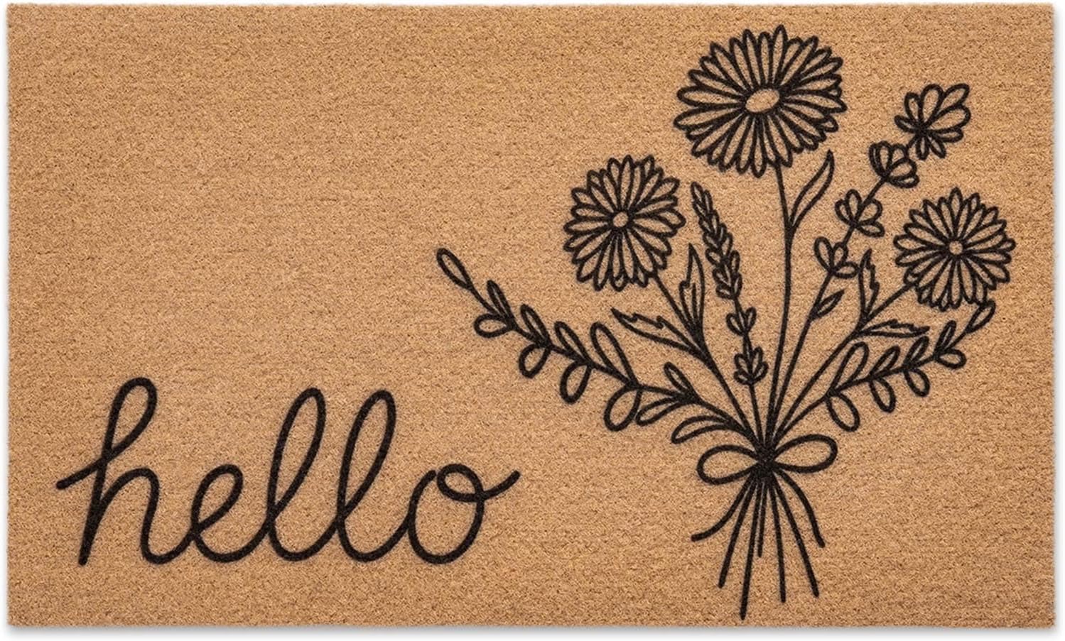 Arttown Spring Daisies Door Mat Hello Welcome Doormat Thick Bottom Backing Non-Slip Durable Resist Dirt Door Rug Indoor Outdoor Entry Mat for Porch Entrance Patio 17x30 Inch