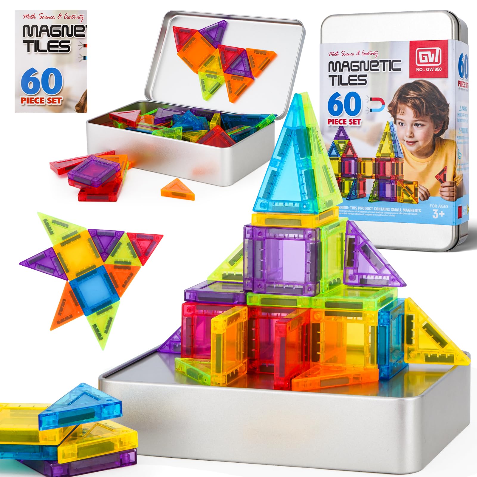 Dreamon 52 Blocs Magnétiques – Cube Construction – Boîte Métal – Dès 3 Ans – Couleurs Vives – Jouet Éducatif