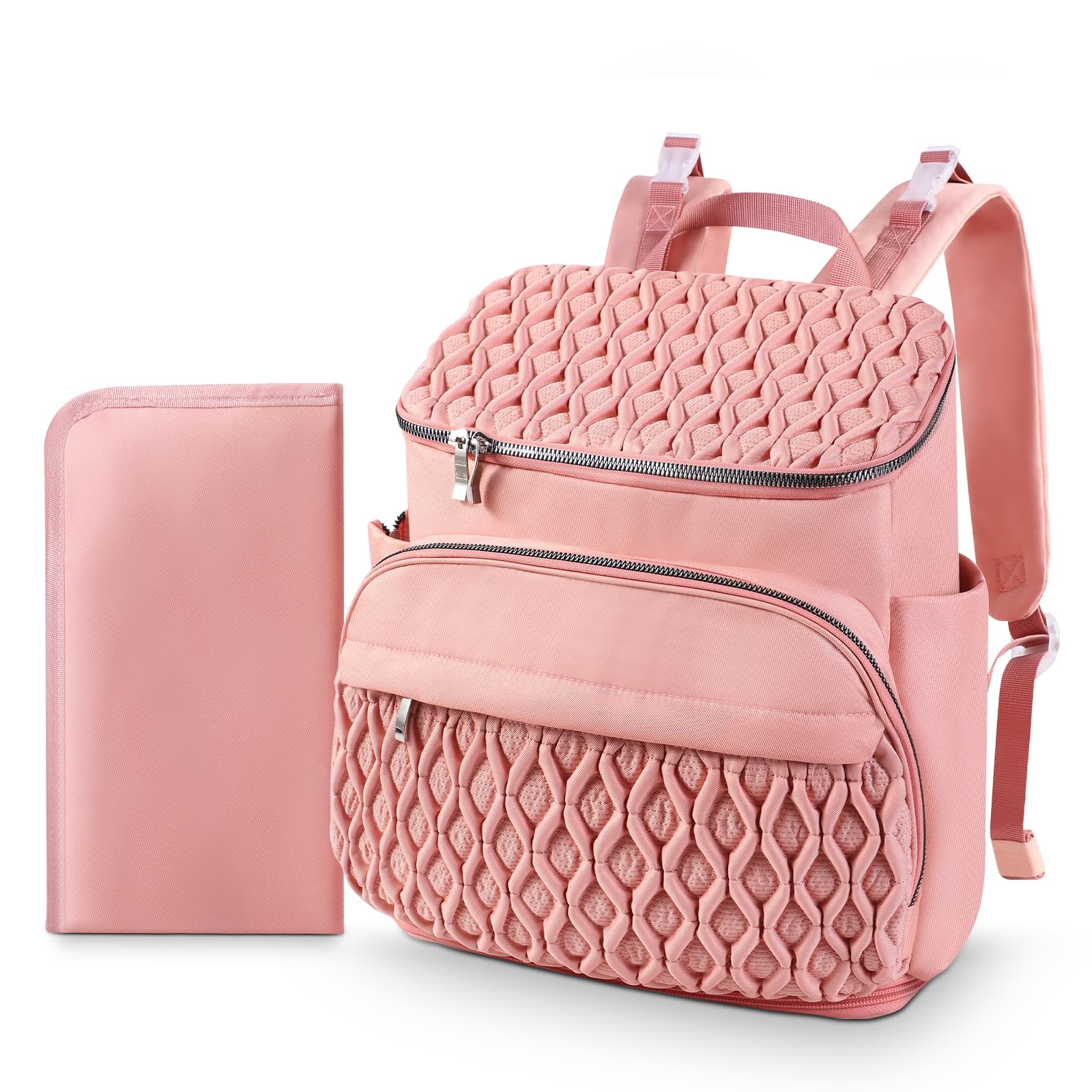 NatuFuse Diaper Bag Backpack, Large Baby Bag for Girl Boy, Travel Diaper Backpack with Insulated Pocket, Cute Diaper Bag Stroller Straps, Baby Shower