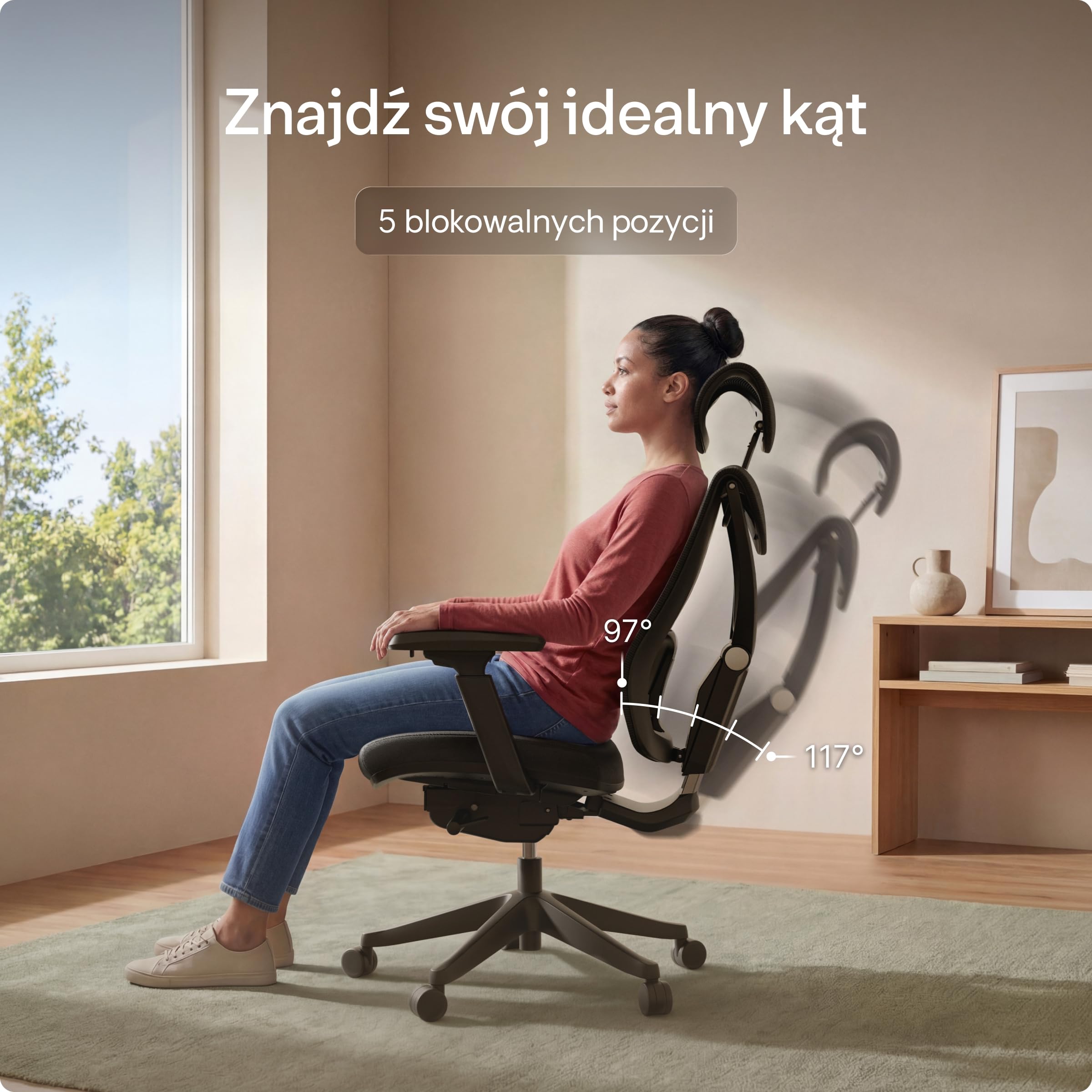 Desktronic Regulowane ergonomiczne krzesło biurowe, krzesło biurkowe z podparciem lędźwiowym, przyjazne dla pleców, bez bólu pleców, krzesło komputerowe, regulacja wysokości i ochrona pleców, szeroka