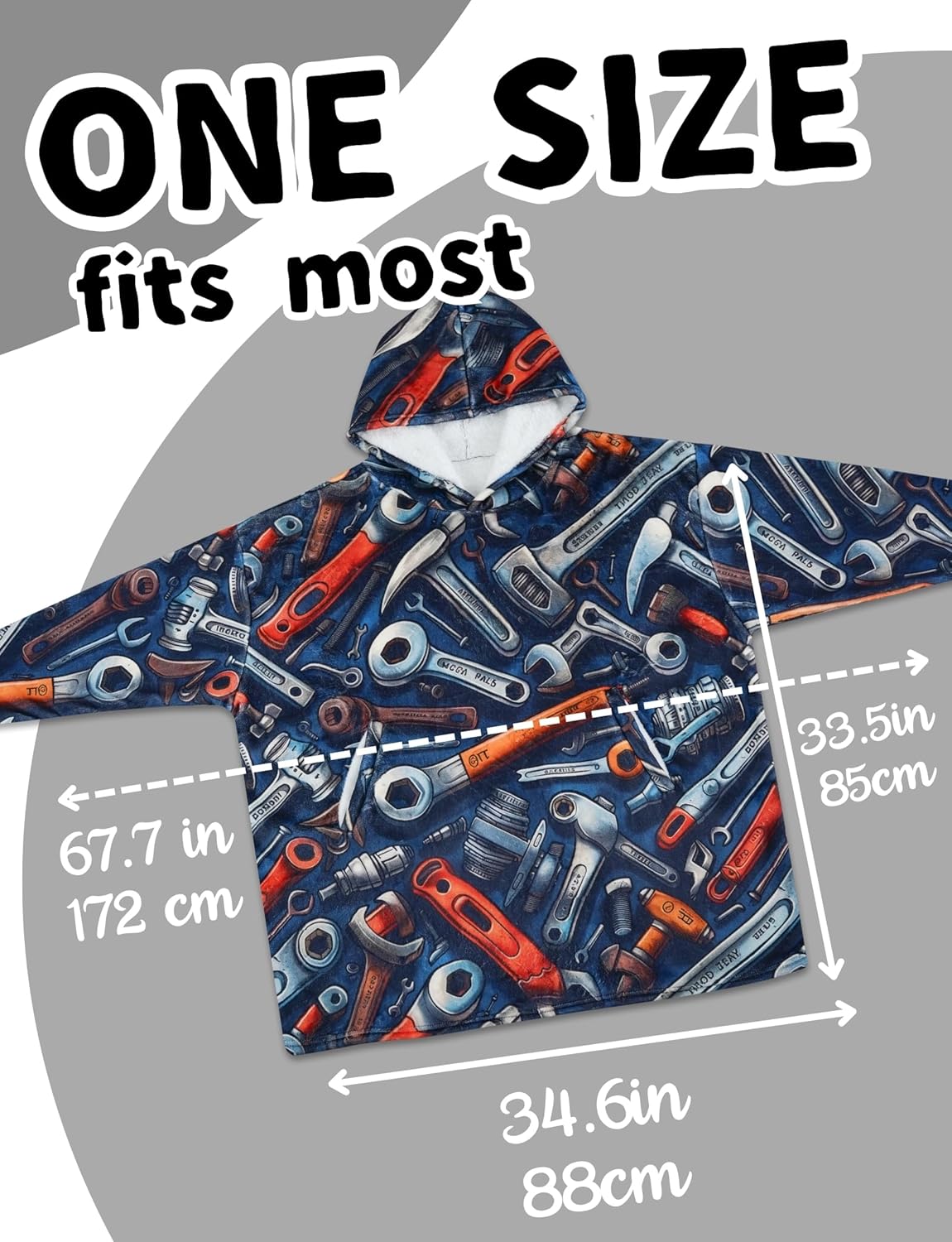 Mechanic Gifts for Men, Blanket Hoodie for Mechanics Maintaince Man, Dad, Grandpa on Birthday, Christmas, One Size