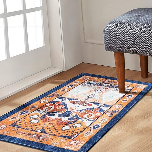 Miniatura 5 de Phantoscope Vintage Collection - Alfombra de cocina de 2 x 3 pies, estilo bohemio, lavable, antideslizante, ultrafina, vintage, envejecida, para