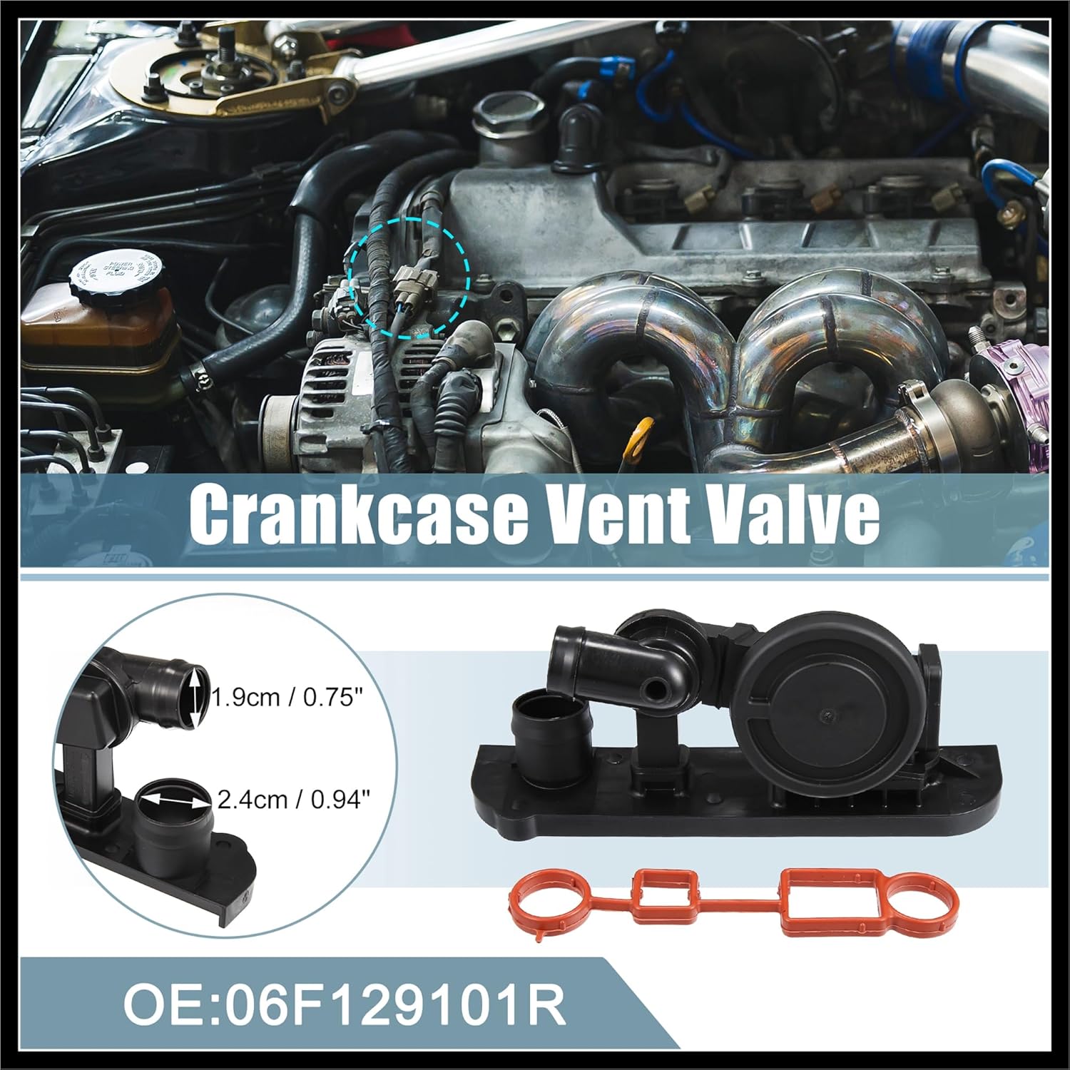 06F129101R Engine Crankcase Vent Valve Ventilation PCV Pressure Control Valve with Seal for Audi A3 A4 2.0L for Volkswagen Golf Jetta Passat Durable Material