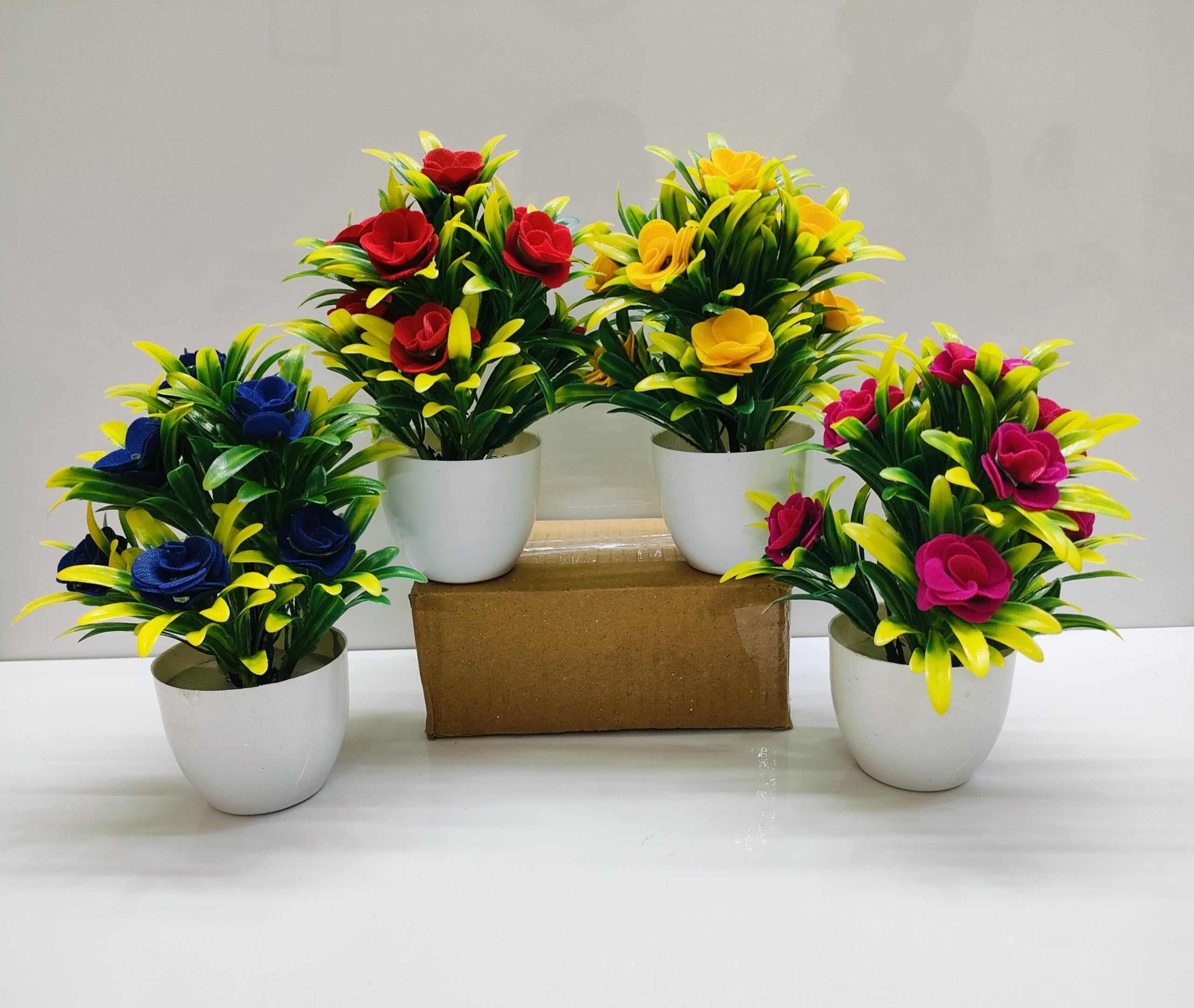 ADIRSA Artificial Flowers Plants | Faux Flower Plant for Home Office Decor | Tabletop and Desk Decoration | Artificial Flower for Balcony Indoor Decor [Multicolour, Set of 4 ] (B0CV82LW4X) Amazon Price History, Amazon Price Tracker