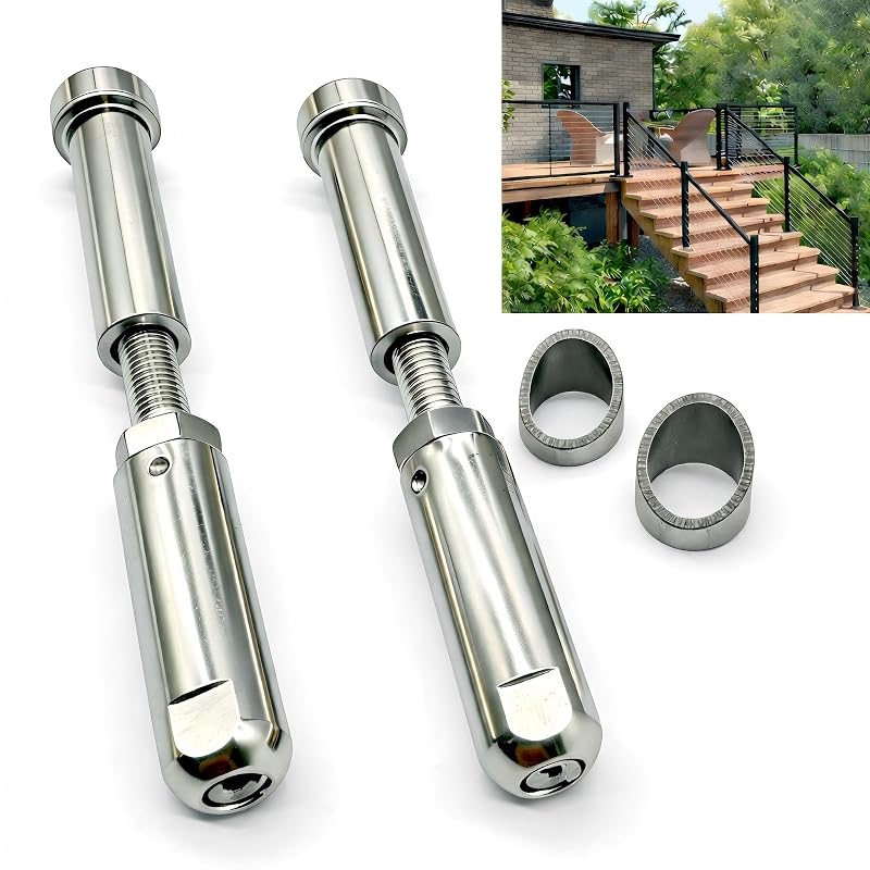 MR. RAIL Kit de tensionadores Quick Lock sem prensagem para cabo de corrimão, passagem por postes e ângulo de 35°, MR-05, 2 peças