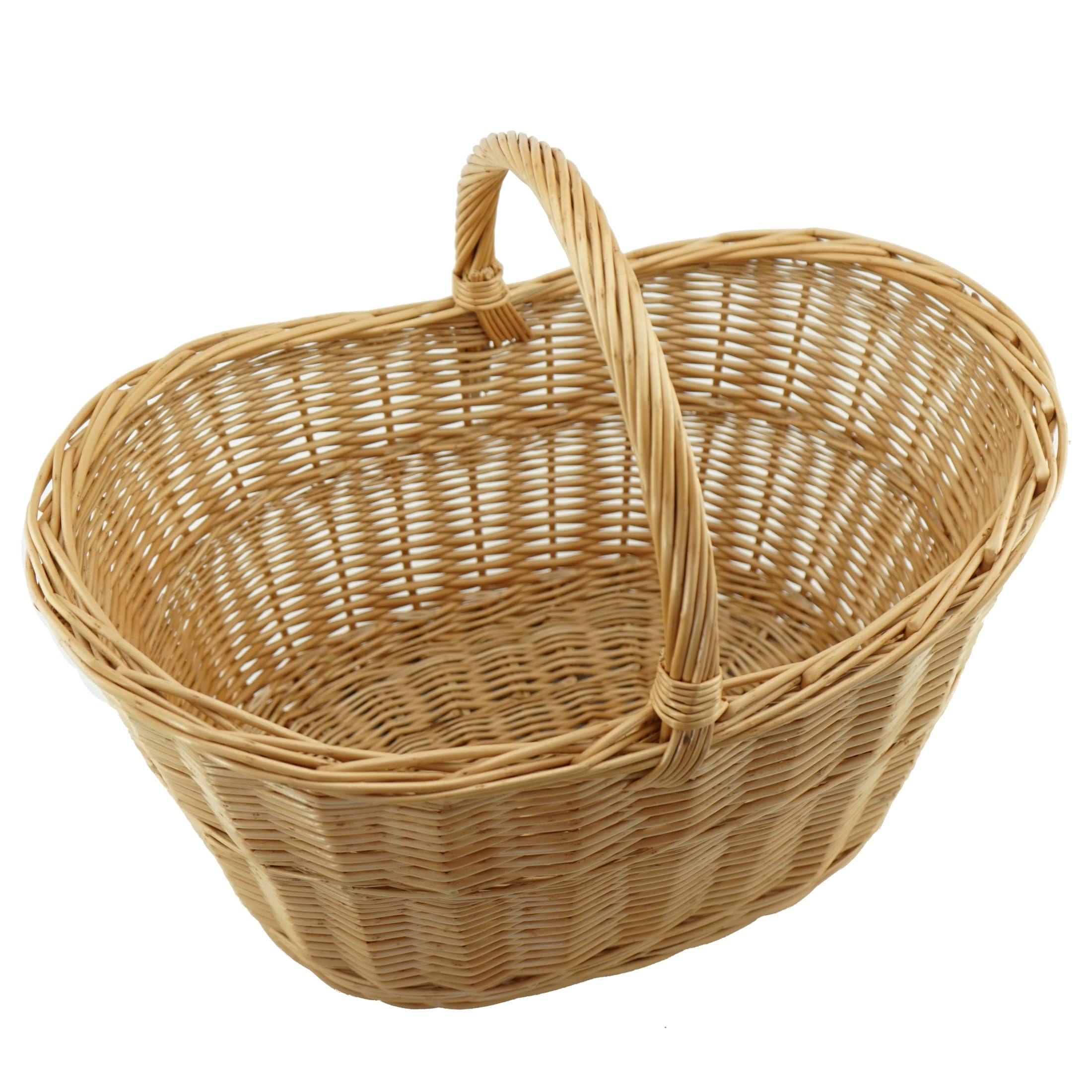 Cesta de mimbre natural con asa grande, cesta de la compra de mimbre trenzada, cesta de la compra con asa, cesta de la compra trenzada (modelo 30)