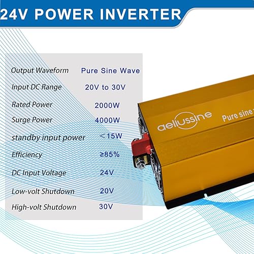 Miniatura 23 de Inversor de onda sinusoidal pura de 1000 W, convertidor de corriente de 24 V CC a 110 V 120 V CA con 2 salidas de CA, inversor de corriente de 24