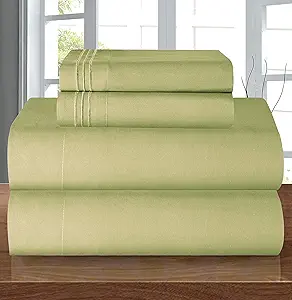 Elegant Comfort Luxury Quality Microfiber 5-Piece 1500 Premium Hotel Sheet Set-Wrinkle Resistant, All Around Elastic Fitted Sheet, Deep Pocket up to 16", Split King, Sage/Green