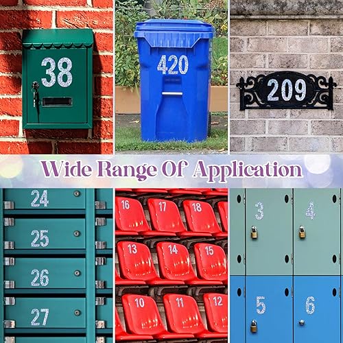 Miniatura 3 de 40 calcomanías reflectantes de números de buzón, 3 pulgadas de vinilo holográfico con purpurina para buzón, número de buzón impermeable para