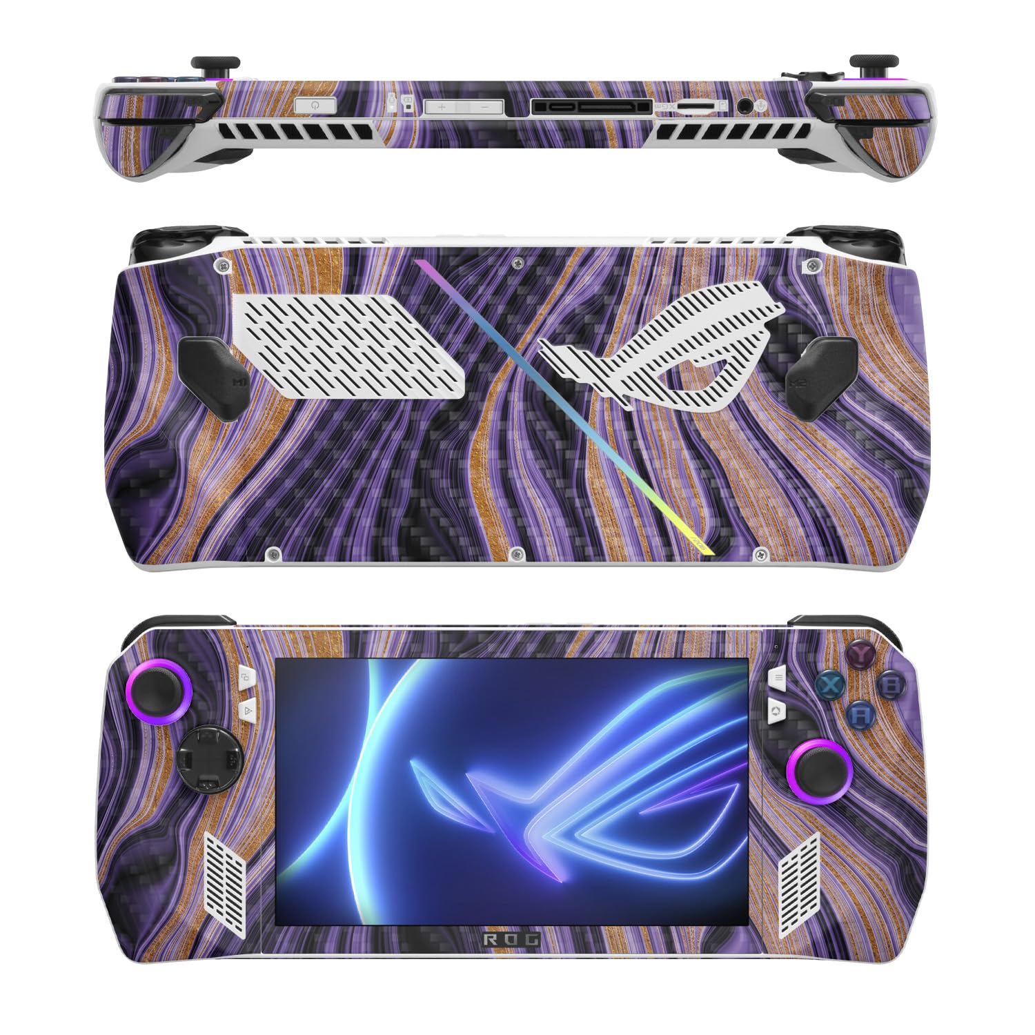 MightySkins Carbon Fiber Skin Compatible with Asus ROG Ally - Purple Jewel | Protective, Durable Textured Carbon Fiber Finish | Easy to Apply