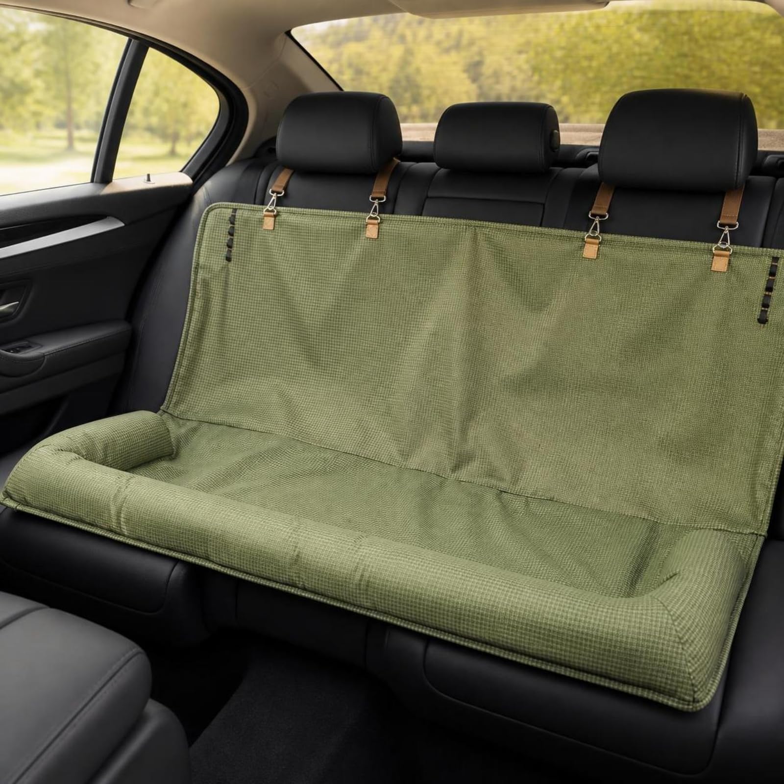 Colcolo Cuccia da Auto Lavabile | Bordi Rialzati Imbottiti, Cuccia da Auto con Cinghie di Fissaggio, Stabile, Coprisedile per Cani, Sedile Posteriore, Viaggi, Nero