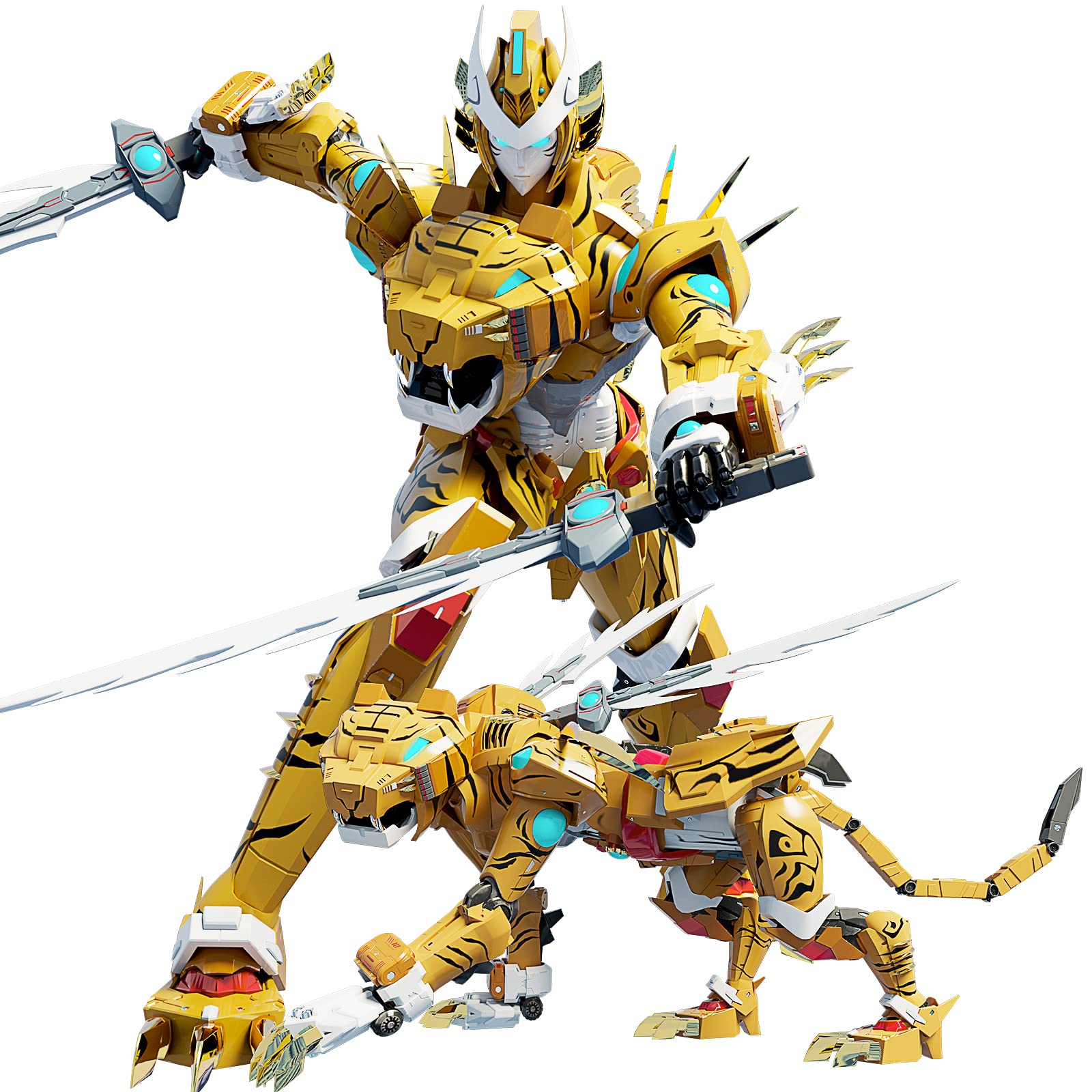 Photo 1 of STOULKD Animal Transforming into Leopard Robot Toy with Tiger Action Figure, Deformation Robot for Boys & Girls Ages 6-12 Yellow