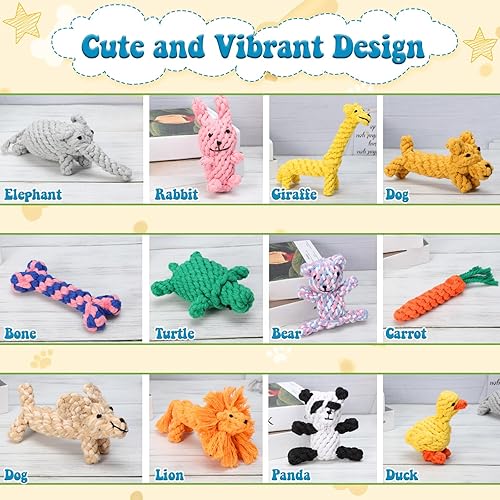 Miniatura 6 de Sumind 12 juguetes de cuerda para perros para masticadores agresivos, regalos de San Valentín para cachorros, juguetes interactivos para perros