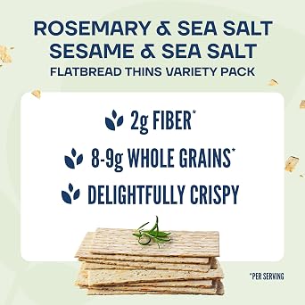 Wasa Thins Flatbread Crackers Variety 4 Pack, Rosemary & Sea Salt (Pack Of 2) & Sesame & Sea Salt (Pack Of 2), No Saturated Fat (1.5g - 2.0g Total Fat) & 0g of Trans Fat, No Cholesterol, 2.4 Lb