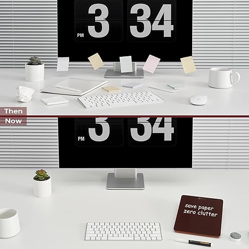 Miniatura 6 de Pizarra blanca de escritorio de vidrio con soporte de madera reversible, rojo burdeos, pequeño caballete portátil de borrado en seco para