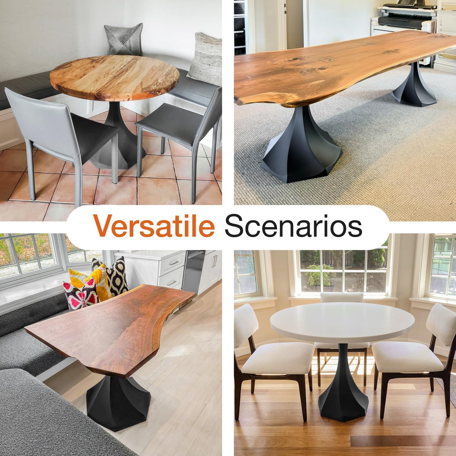 Flowyline 28" H 311 Lithe Handcrafted Black Metal Table Legs and Bases for Dining Tables | Steel Desk Legs | Rust-Resistant, Adjustable Furniture Legs for Bench DIY Mid-Century Modern Indoor/Outdoor