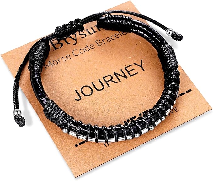 Inspirational Gifts for Men Morse Code Bracelets Mens Bracelets Graduation Gifts for Him Fathers Day Adjustable Leather Bracelet Motivational Birthday Annivesary Jewelry Stocking Stuffers for Men