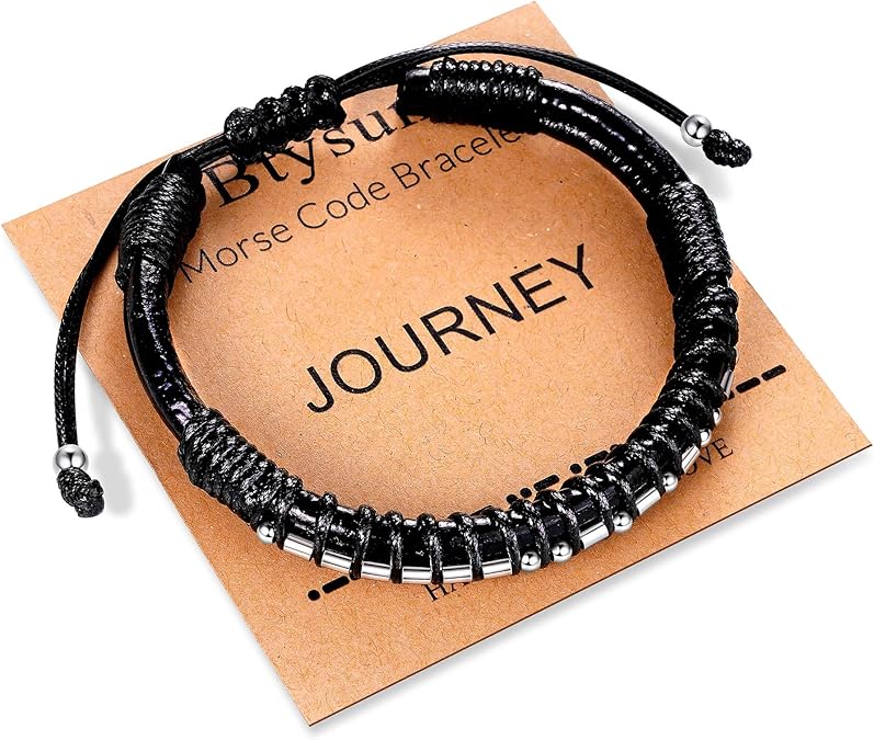 Inspirational Gifts for Men Morse Code Bracelets Mens Bracelets Graduation Gifts for Him Fathers Day Adjustable Leather Bracelet Motivational Birthday Annivesary Jewelry Stocking Stuffers for Men
