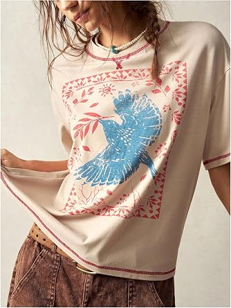 BEAUDRM Women's Graphic Boho Tshirts Vintage Hippie Short Sleeve Tee Top