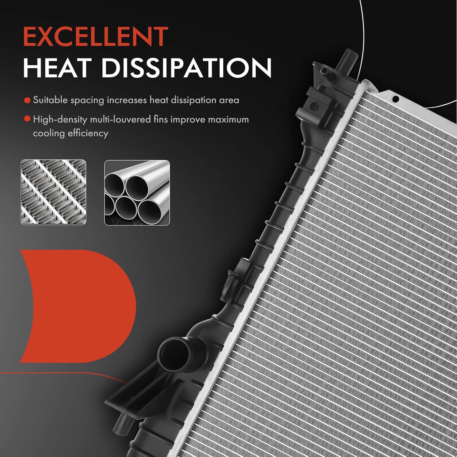 A-Premium Engine Coolant Radiator Assembly Compatible with Ford Mustang 2005 2006 2007 2008 2009 2010 2011 2012 2013 2014, 3.7L 4.0L 4.6L 5.0L V6 V8