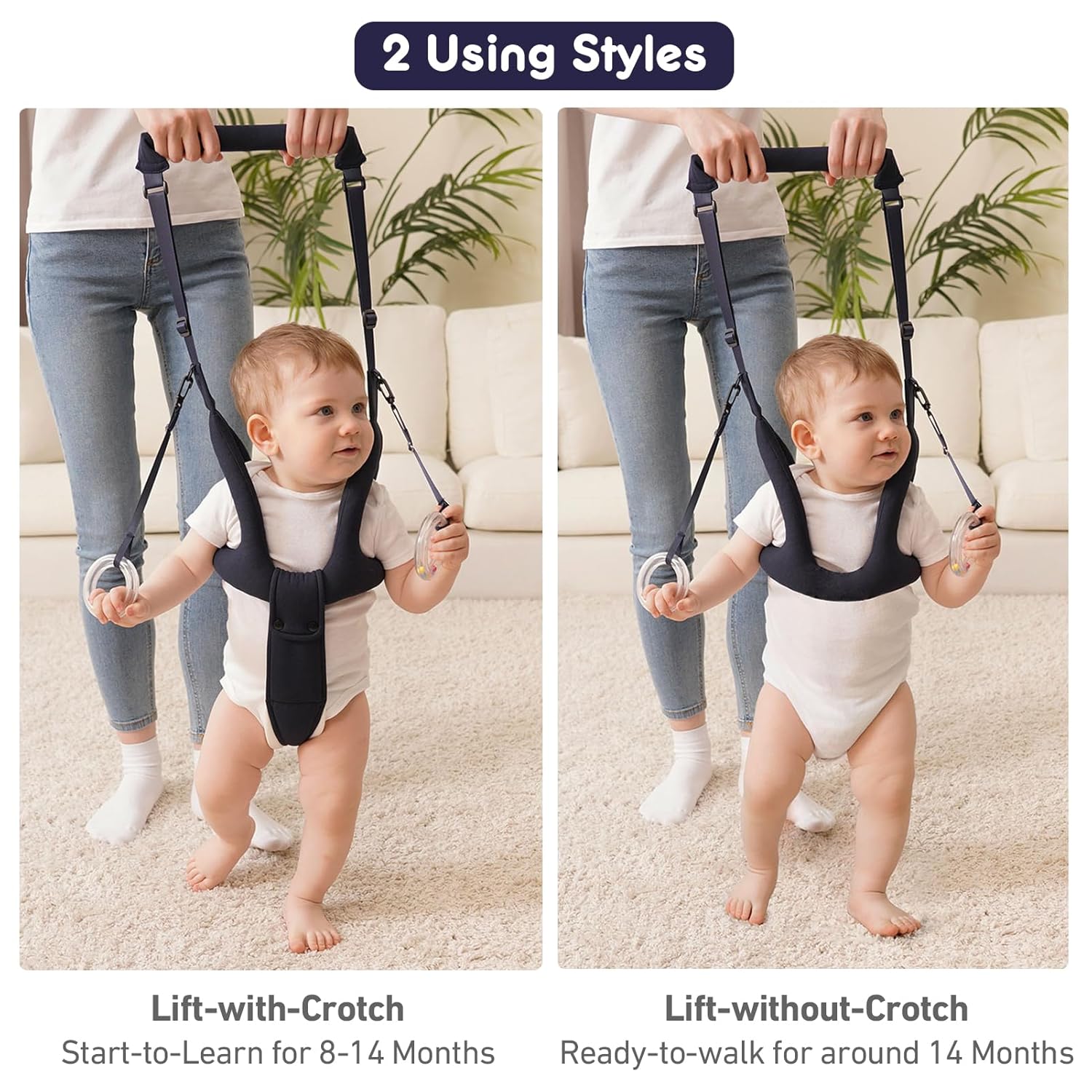 Baby Walking Helper, Handheld Baby Walking Harness, Infant Walker Assistant Belt, Toddler Standing Support Help Baby Walk, Walking Assistance for Babies 8-16 Months (Dark Blue)