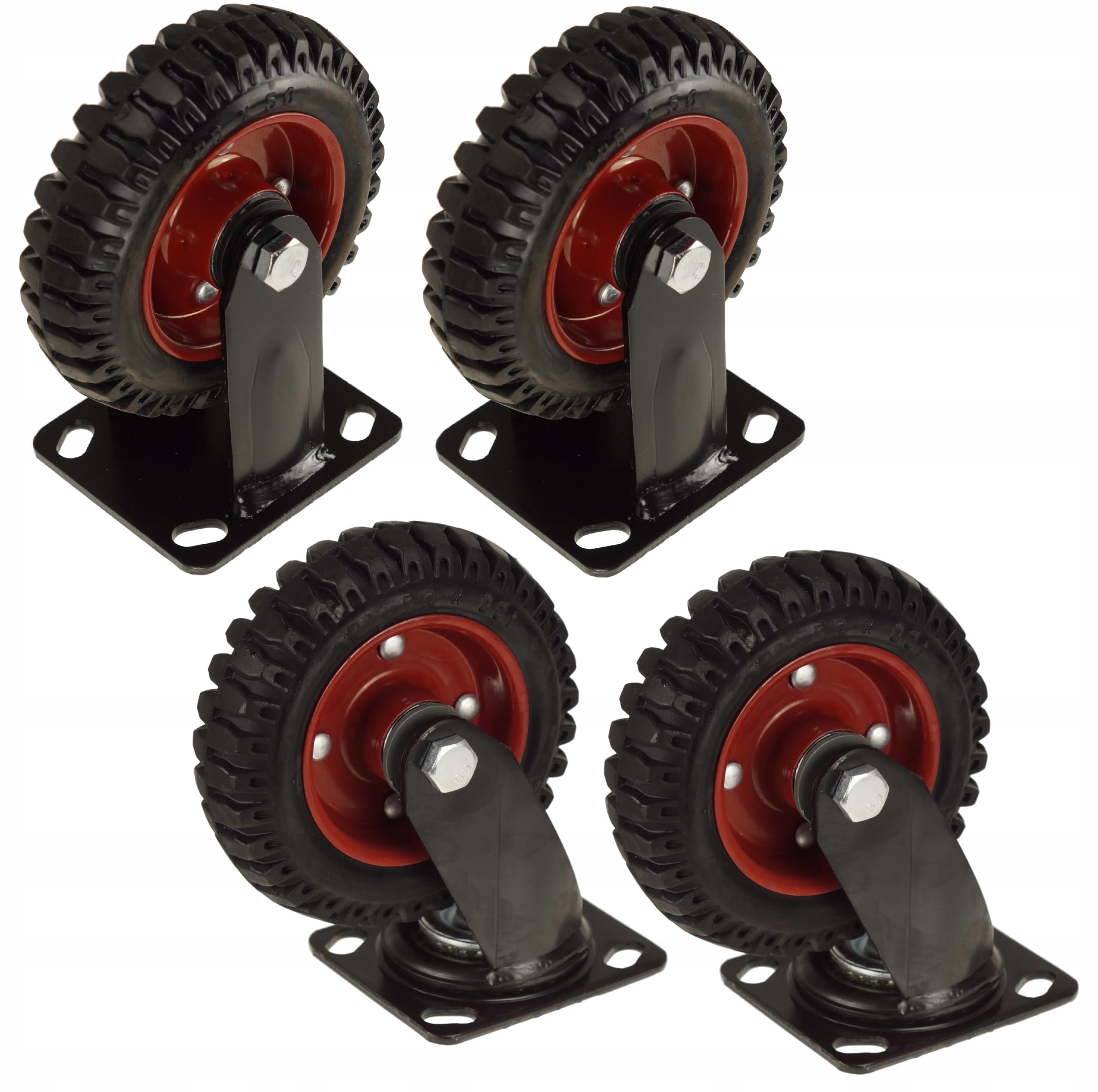 Lenkrolle 160x45 mm 450 kg 4 Stück | Vollgummi, Transportrolle, Kugellager, Transportwagen, Plattformwagen, Industrie Rolle