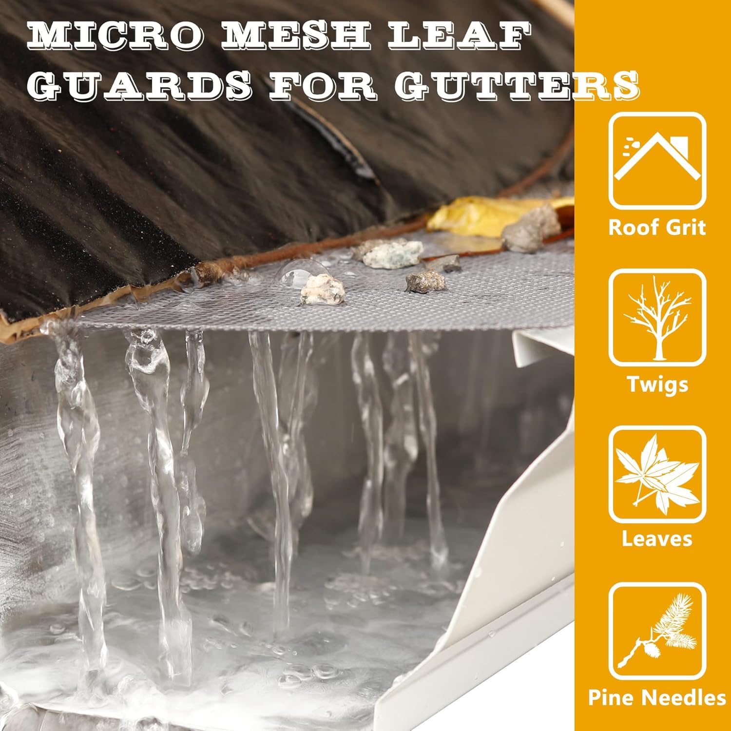 LBG Products Gutter Guards Kit – 48 FT (35 Pack), Works for 4" 5" 6" Gutter Sizes Gutter System, Universal Stainless Steel Mesh Gutter Guard Gutter Covers with Screws Included,Easy Installation,White