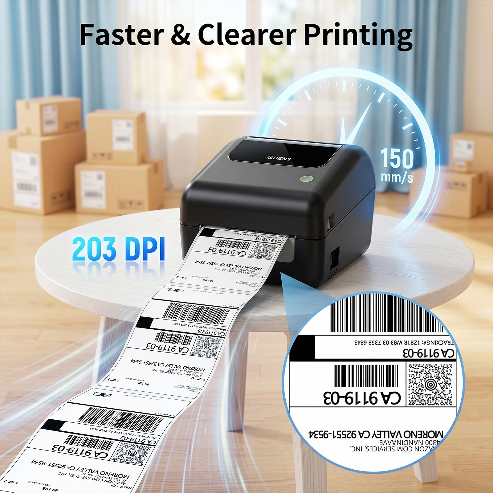 Stampante termica Bluetooth per etichette con cestino per etichette integrato, stampante wireless 4x6 per iPhone, Android, Windows e Mac, include 50 etichette, funziona con USPS, UPS, Amazon, Etsy