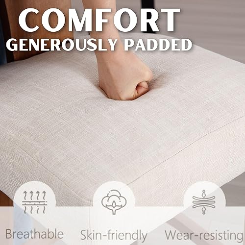 Miniatura 5 de RIVOVA Juego de 2 taburetes de barra de 26 pulgadas de altura de mostrador, modernos taburetes de bar de cocina con respaldo y patas de madera