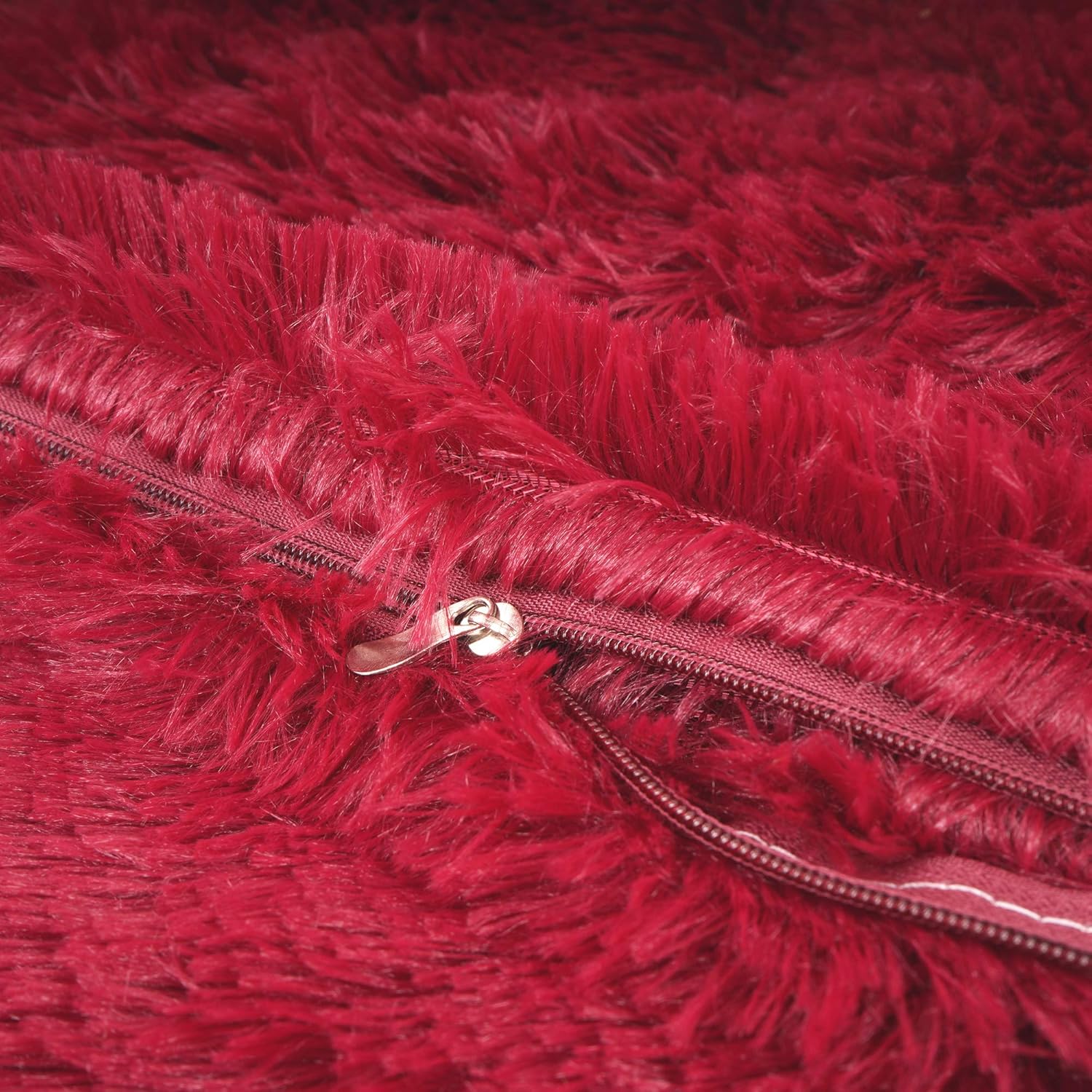 YOUR SMILE Pack of 2, Christmas Decorative New Luxury Series Merino Style Faux Fur Throw Pillow Case Cushion Cover 18" x 18"(Burgundy Red) - Image 7