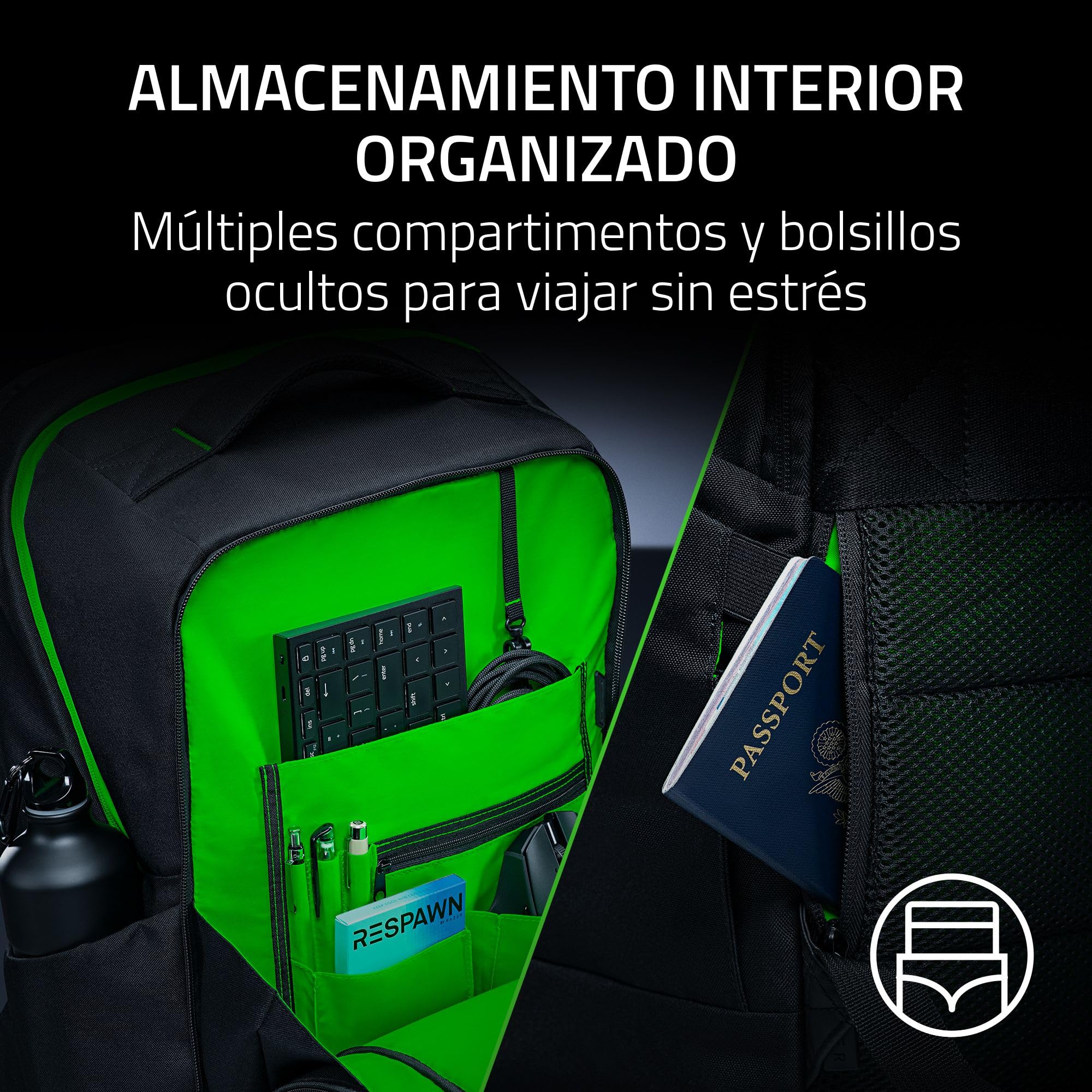 Razer Rogue 18" V4 – Mochila funcional de viaje con compartimento para portátil de 18" - Comodidad lista para viajar - impermeable y resistente a los desgarros - ergónomica | Negro