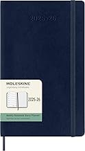 Moleskine Weekly Notebook Calendar 2025-2026, 18-Month Weekly Planner with Note Space, Soft Cover and Elastic Band, Large Format 13 x 21 cm, Sapphire Blue