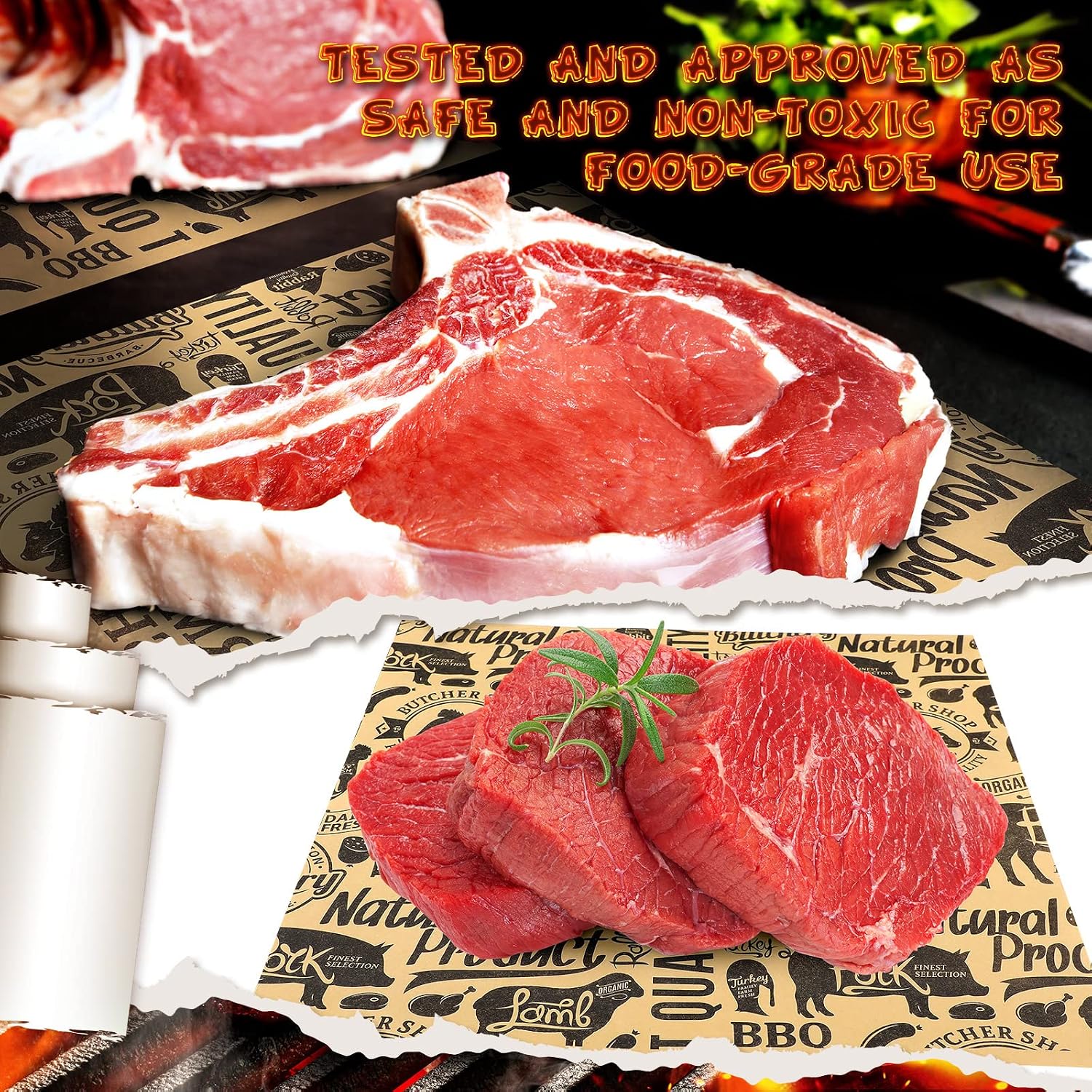 Outus 200 Pcs Butcher Paper Sheets 12 X 12 Inch Unbleached for BBQ Meats