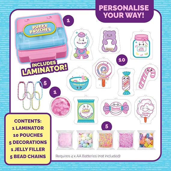 John Adams Puffy Pouches Candy Store Set Squishy Maker: Make Your Own Squishy Fun Accessories & Bag Charms | Food Themed Arts & Crafts Fun | Gift Idea For Birthday & Christmas | Age 5+