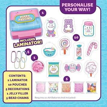John Adams Puffy Pouches Candy Store Set Squishy Maker: Make Your Own Squishy Fun Accessories & Bag Charms | Food Themed Arts & Crafts Fun | Gift Idea For Birthday & Christmas | Age 5+