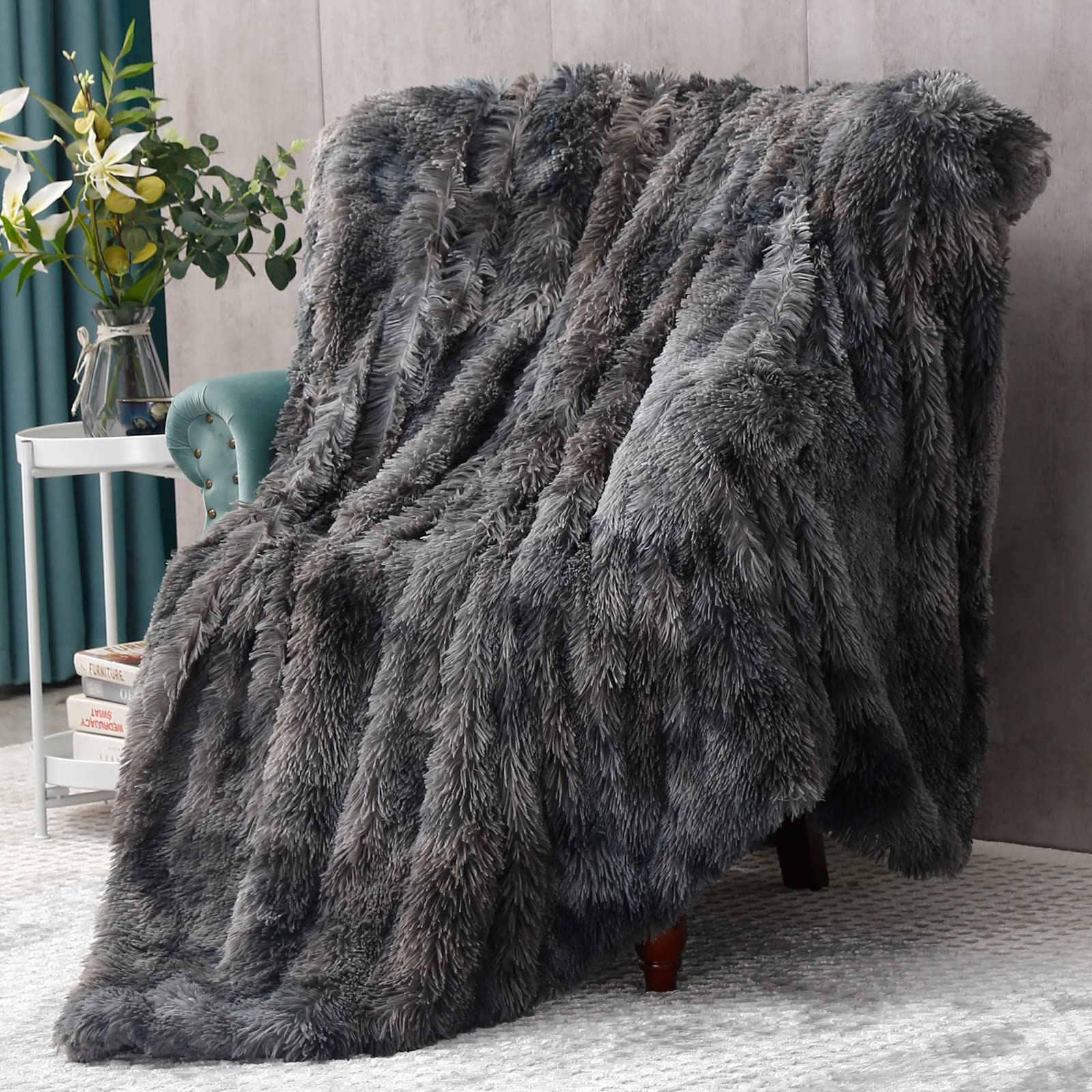 Amazon.com: DANGTOP Fluffy Blankets, Luxury Cozy Soft Faux Fur Blanket, Warm  Plush Tie Dye Sherpa Throws for Girls, Super Thick Grey Blanket for Bed,  Couch, Living Room (Grey, 50X60 inches) : Home