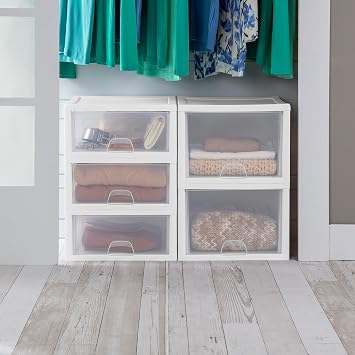 Sterilite Stacking Drawer Storage Organizer for Clothes, 16 Quart, 6-Pack