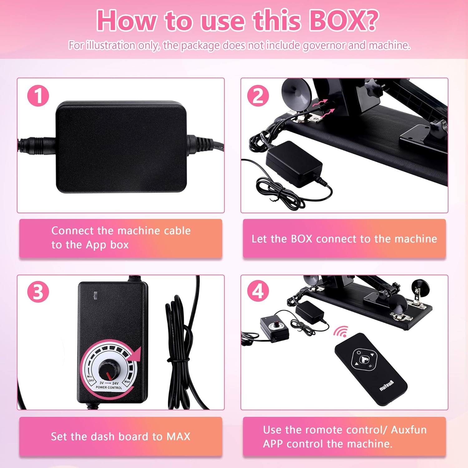 Auxfun App Box for 3XLR Sex Machine Devices, 2 in 1 Speed Governor with Remote Panel for Thrusting Love Machines - AXBOX01